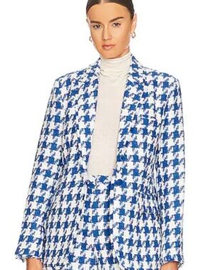 Steve Madden Blue & White Houndstooth Blazer